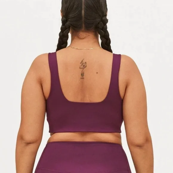 Girlfriend Collective NWOT Plum Tommy Cropped Bra Purple - Picture 7 of 9